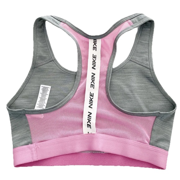 Nike Dri-Fit Sports Bra Small S Gray Pink Racerback Training Activewear - Picture 3 of 4